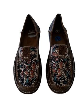 Ariat Cruiser Floral Embossed Leather Slip On Shoes Women's Size 10B/42.5M New 